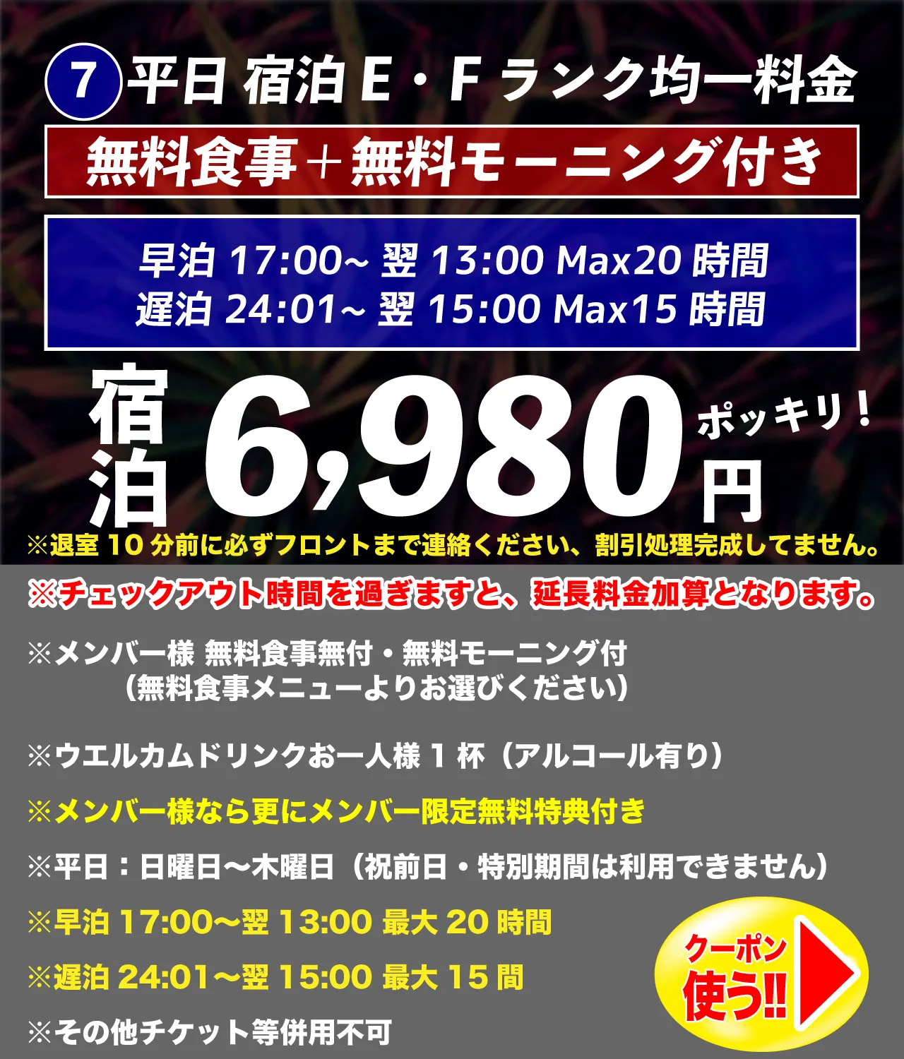 E~Fランク平日宿泊6,980円