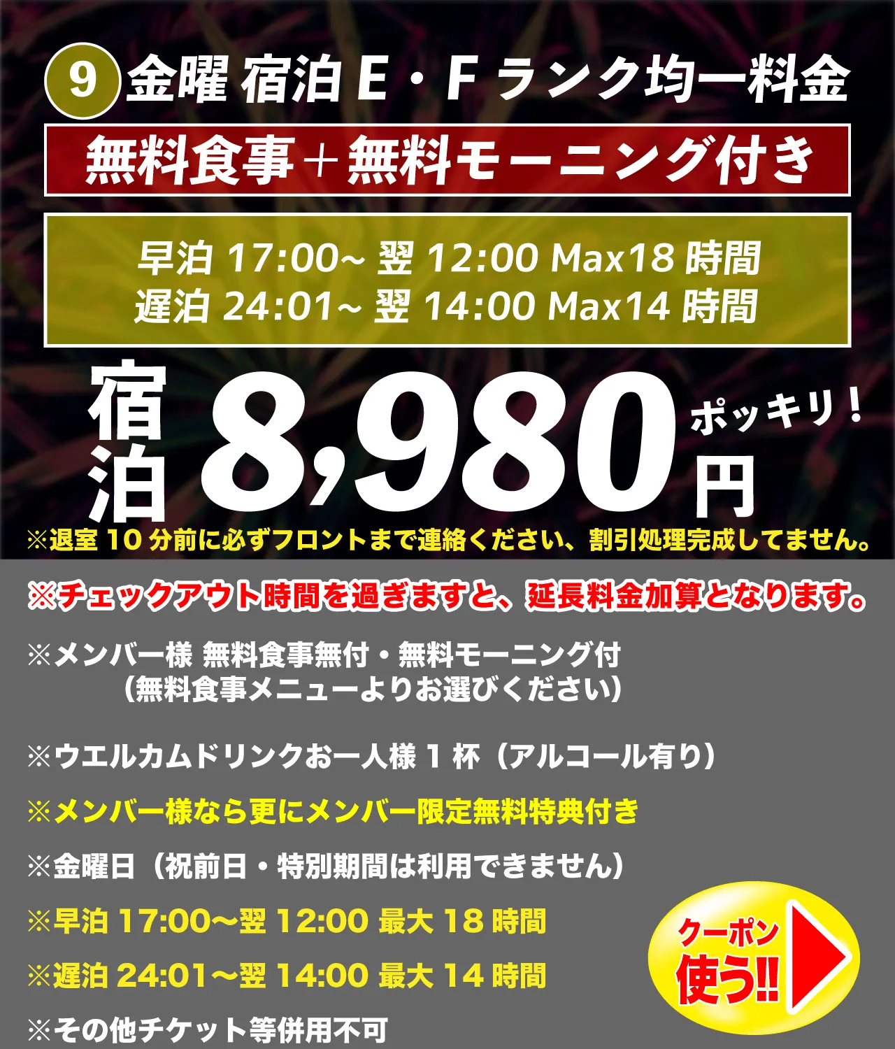 E~Fランク金曜宿泊8,980円